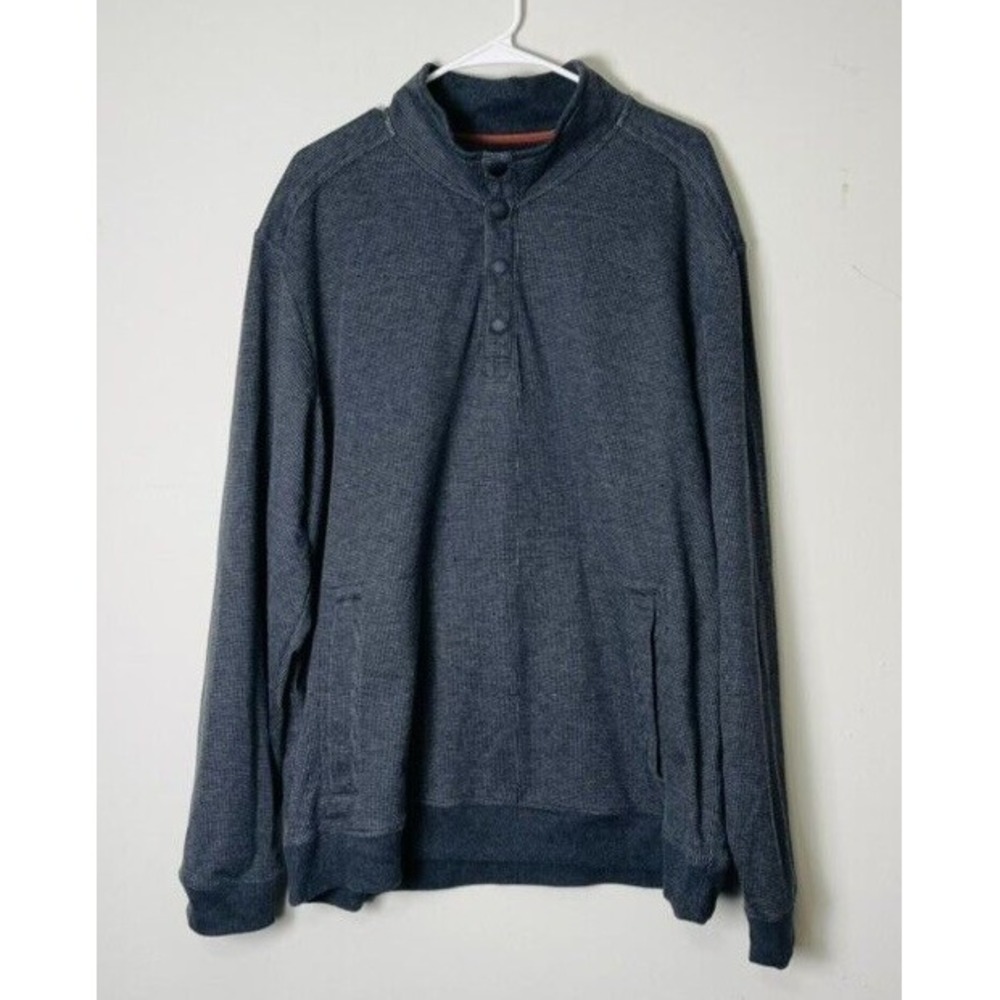 Tommy Bahama‎  Blend Pullover Sweater Gray XXL Long Sleeve Button Mens 2XL
